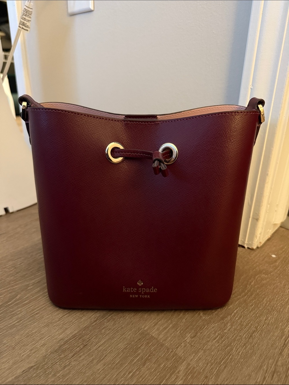 kate spade Burgundy Leather Bucket Shoulder Bag